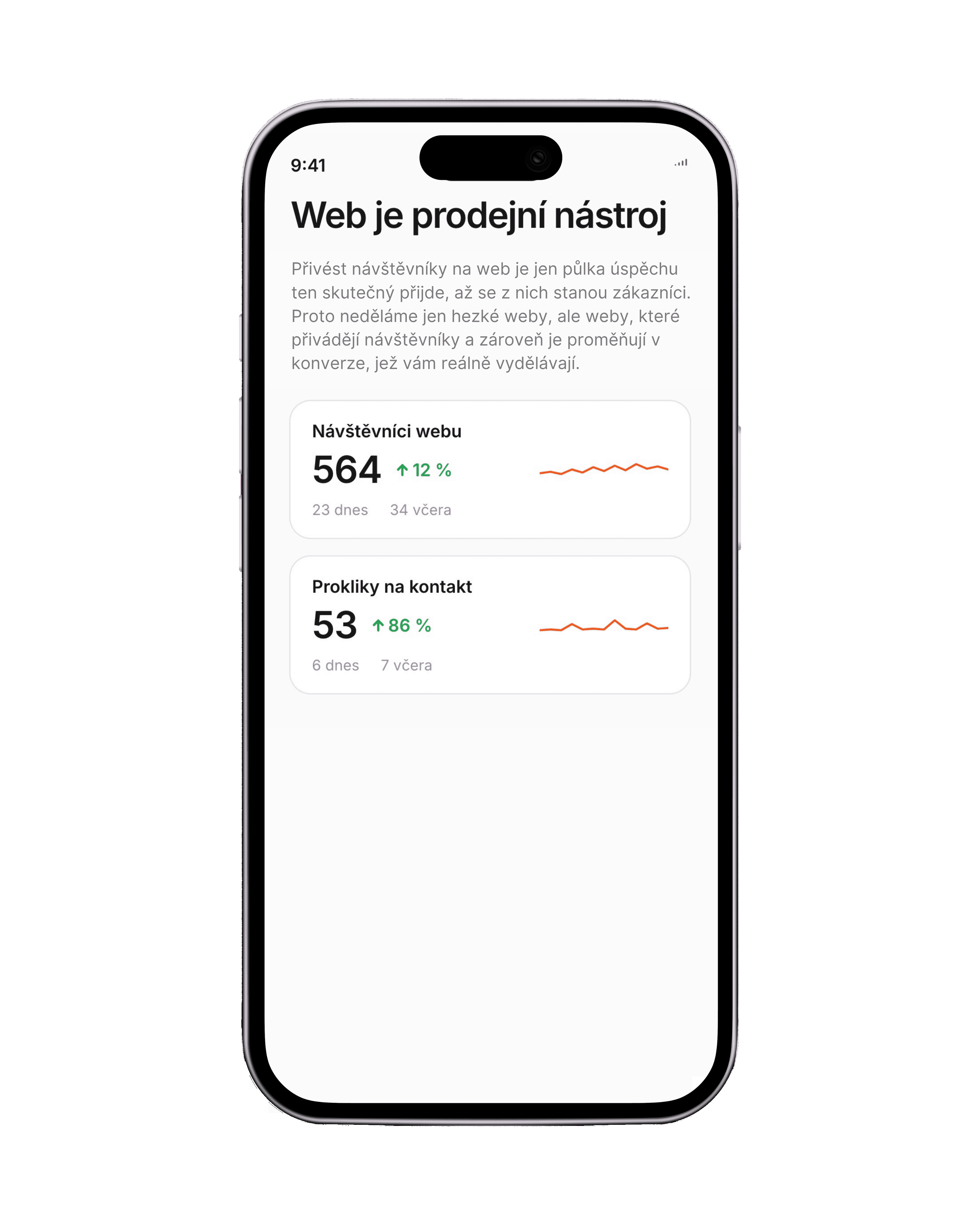 Telefon s ukázkou webu